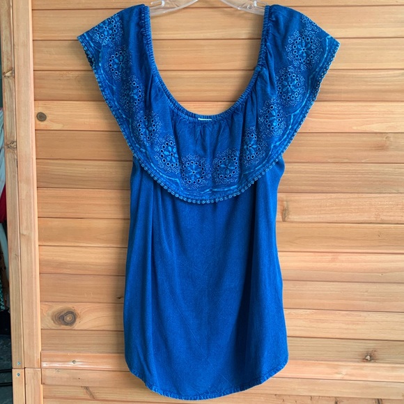 SW NY Chambray Off the Shoulder Top, M - Picture 1 of 6